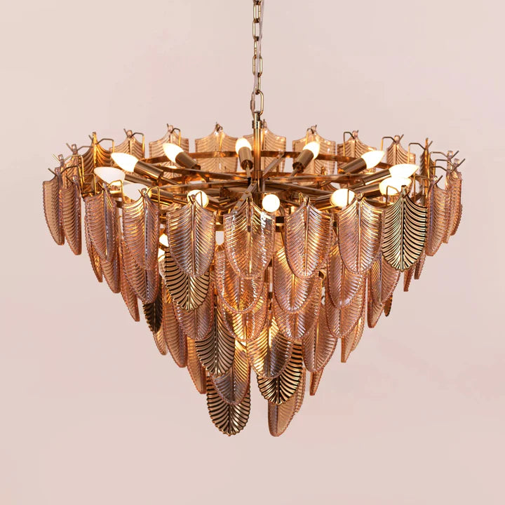Gratus Luxe Tangerine Glass Leaf Chandelier