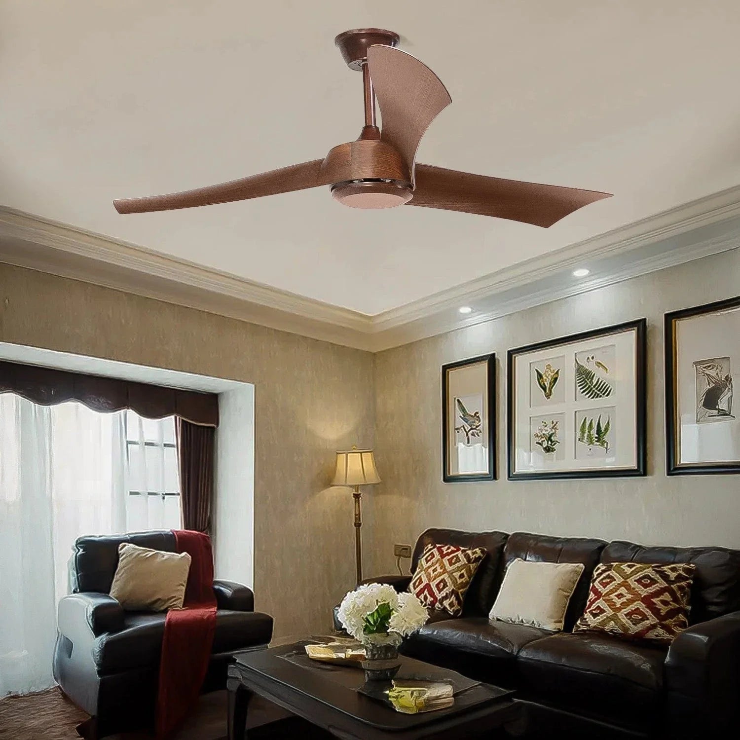 Cedar Breeze Ceiling Fan with Remote Control (Metal Body with Teak Finish)