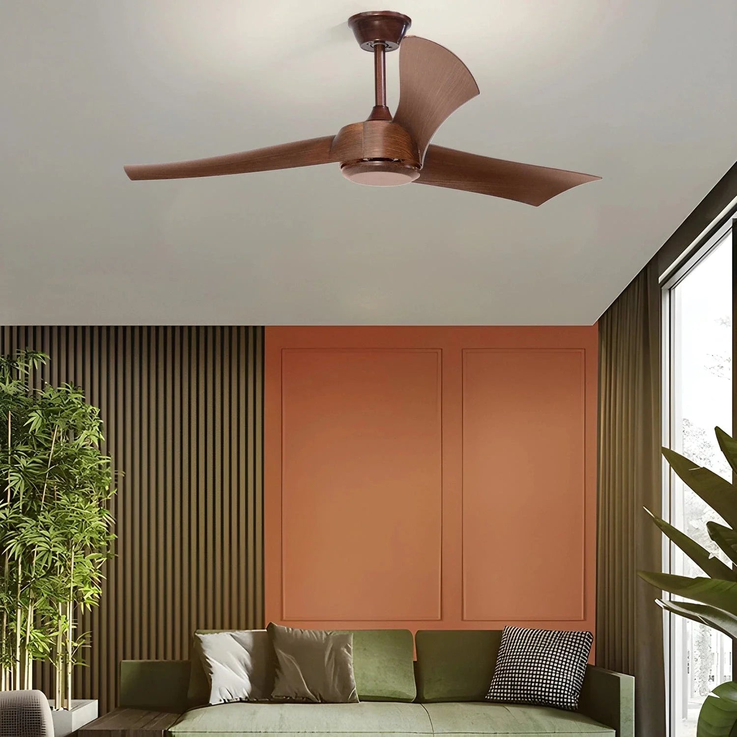 Cedar Breeze Ceiling Fan with Remote Control (Metal Body with Teak Finish)