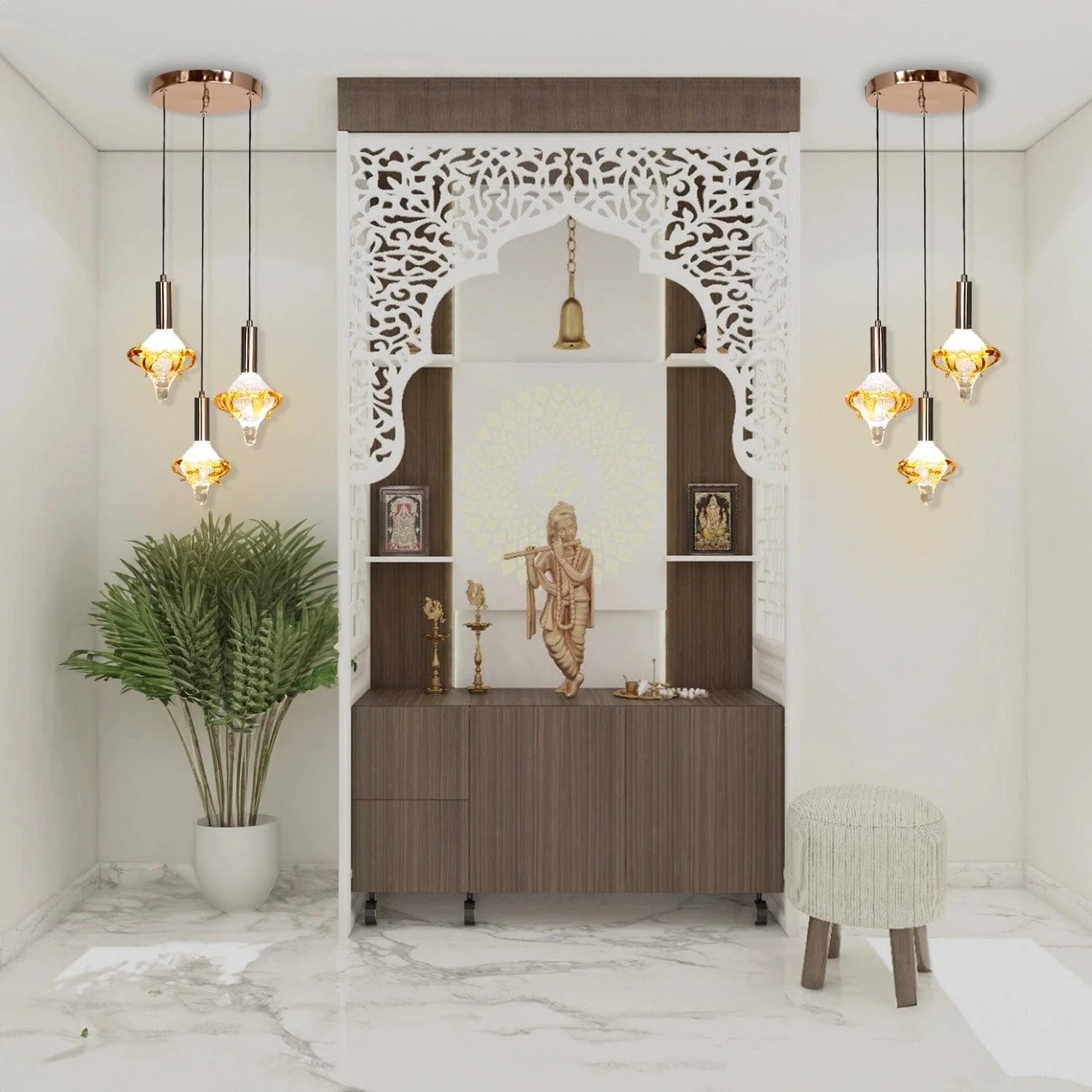 Divine Flame Temple Light - Hanging Light for Pooja Room