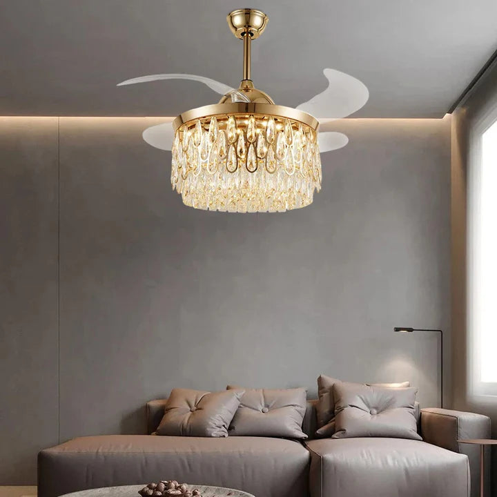 Elegance Zing Crystal Chandelier Ceiling Fan with Remote Control