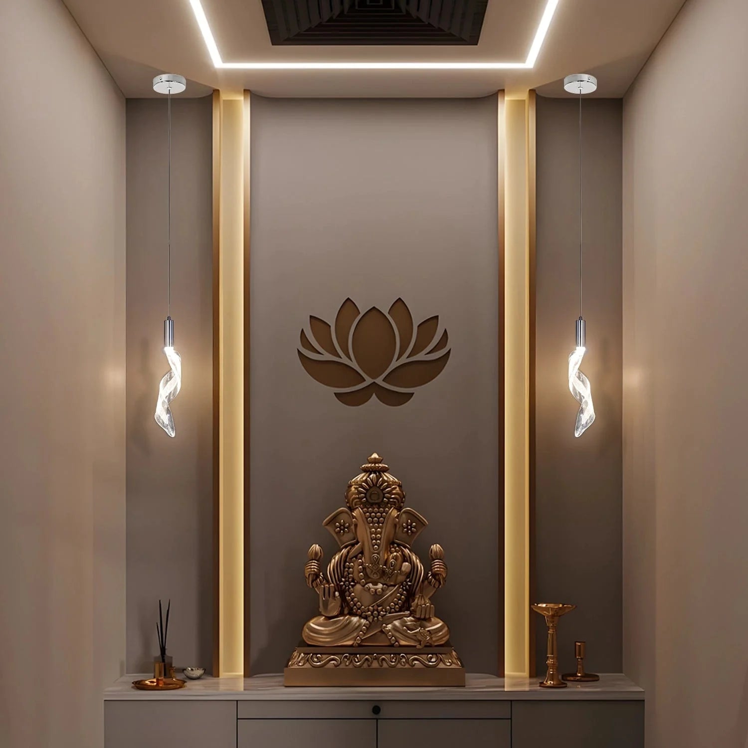 Twilight Spiral Temple Light - Hanging Light for Pooja Room