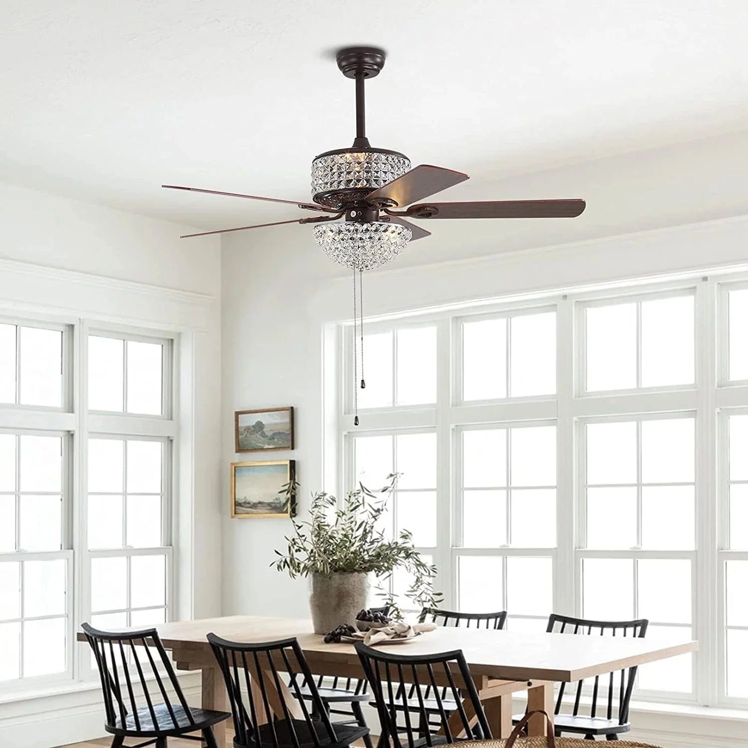 Crystal Zephyr Chandelier Ceiling Fan with Remote Control