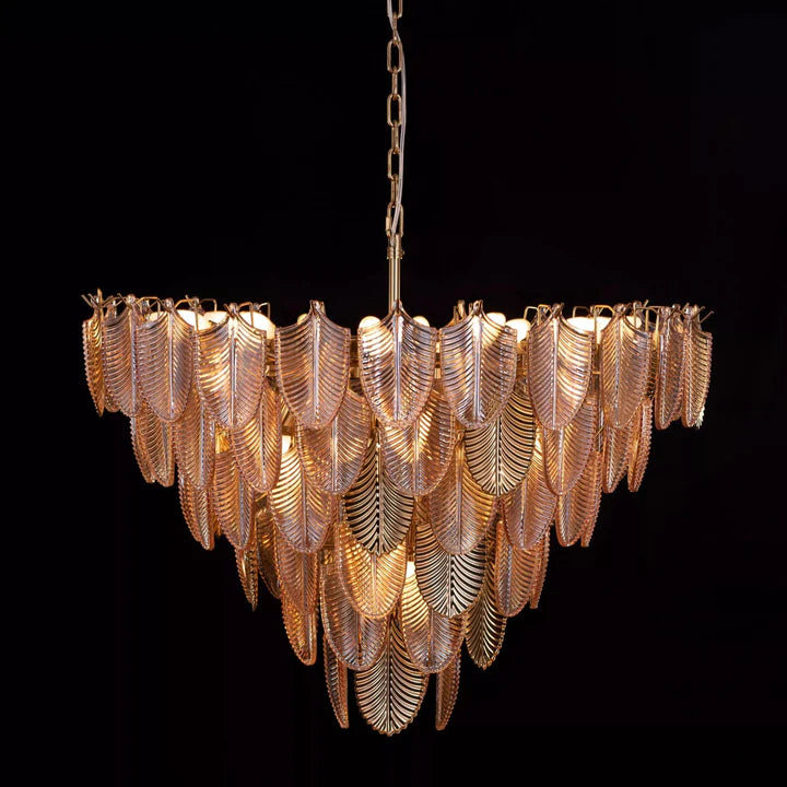 Gratus Luxe Tangerine Glass Leaf Chandelier