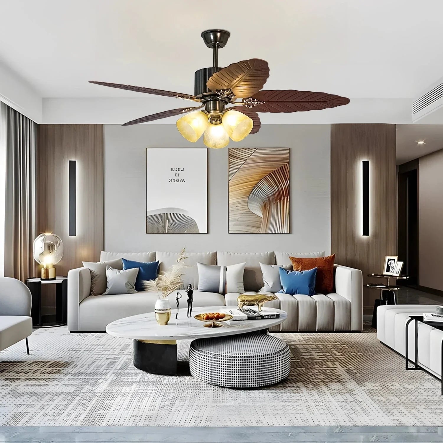 Tropical Breeze Wooden Ceiling Fan with Remote Control - 52