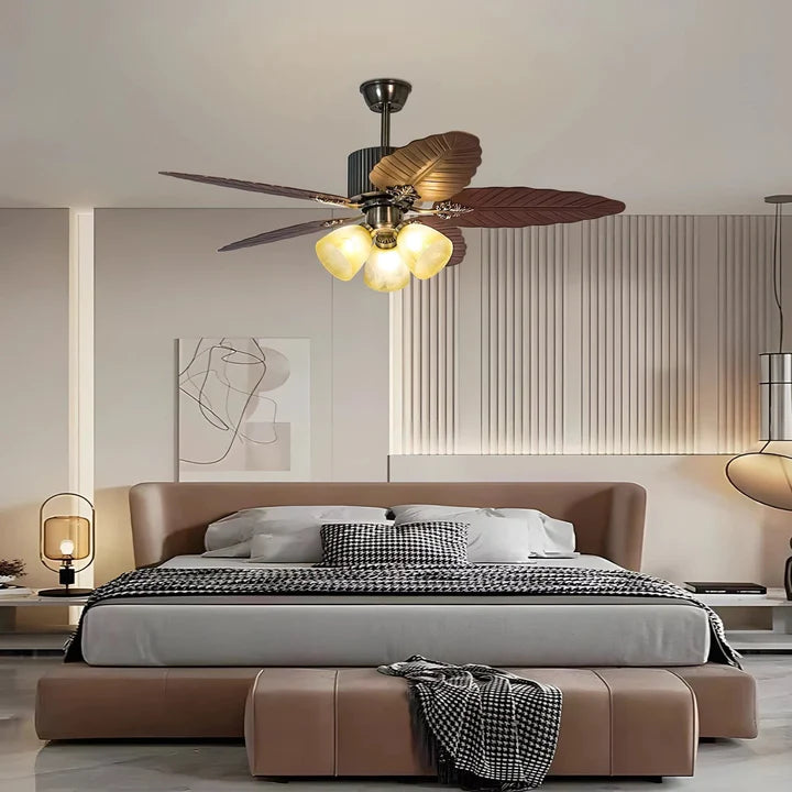 Tropical Breeze Wooden Ceiling Fan with Remote Control - 52