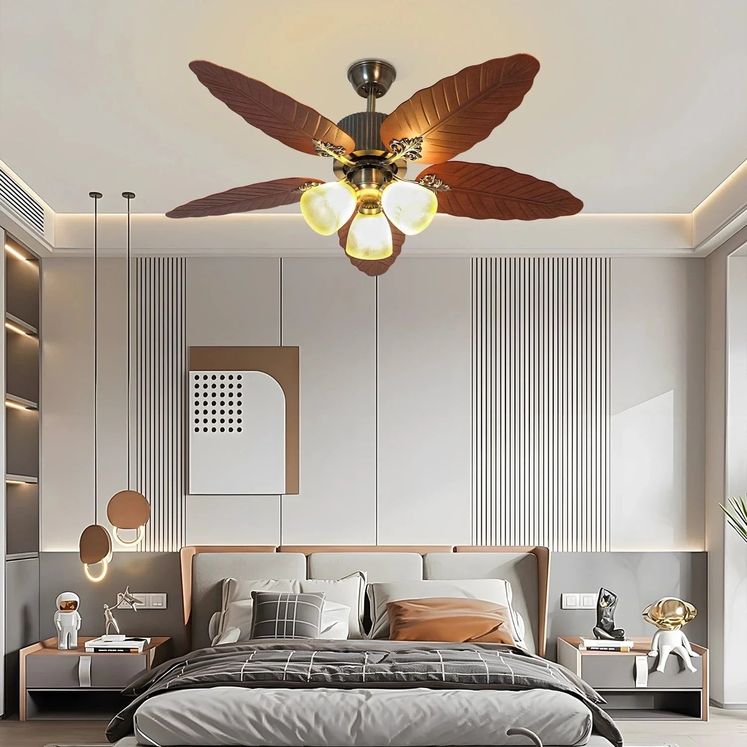 Tropical Breeze Wooden Ceiling Fan with Remote Control - 52