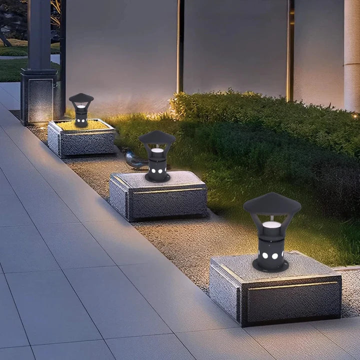 Trident Canopy Outdoor Bollard Light - For Garden, Pathways & Landscape Lighting