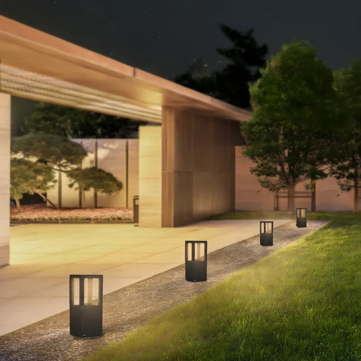 Quad Glare Modern Outdoor Bollard Light - For Garden, Pathways & Landscape Lighting