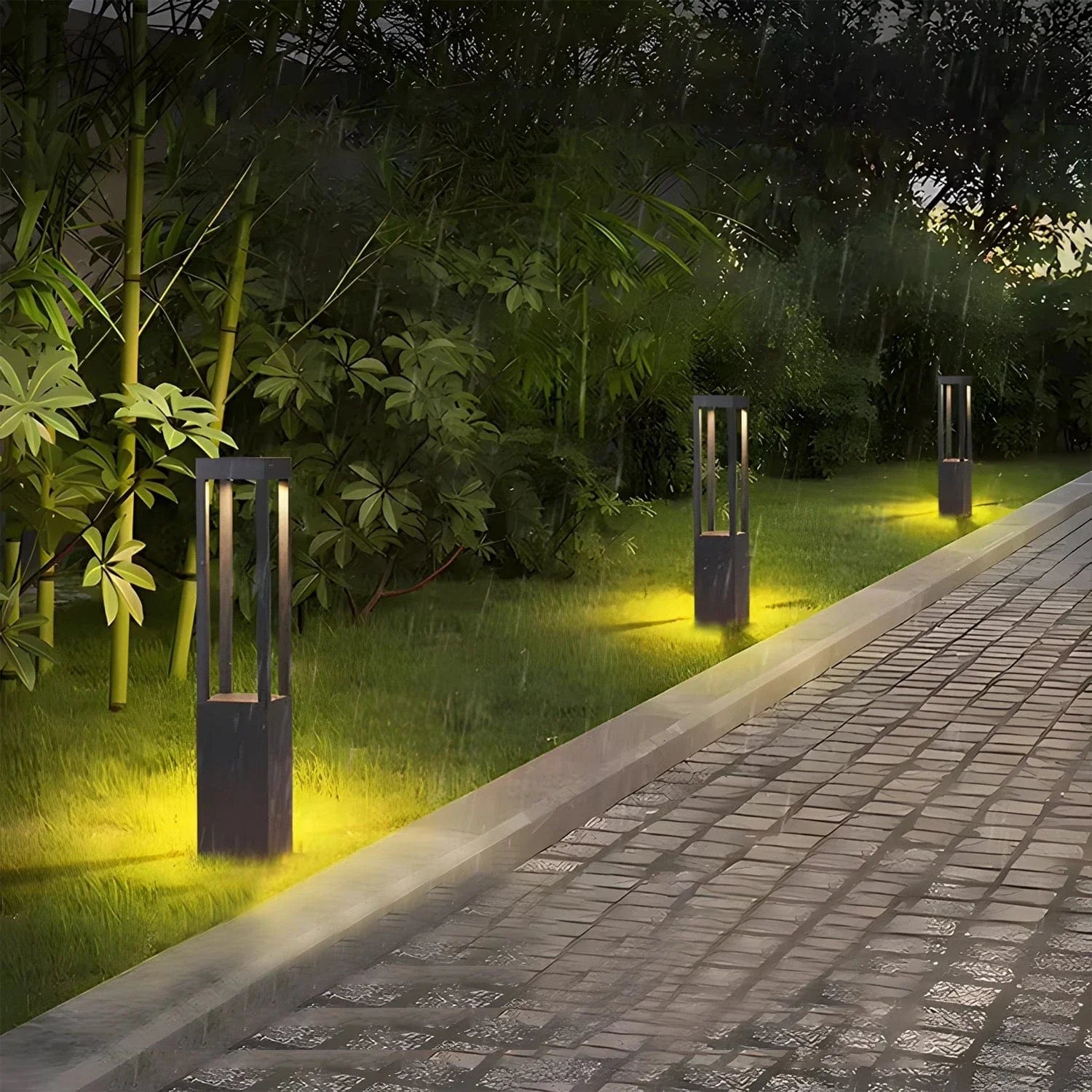 Quad Glare Modern Outdoor Bollard Light - For Garden, Pathways & Landscape Lighting