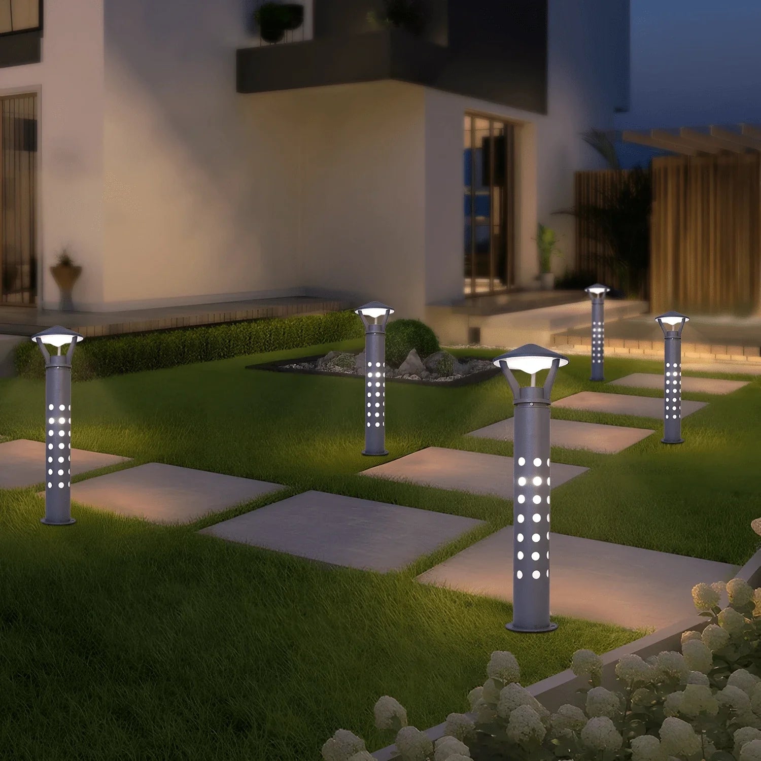 Trident Canopy Outdoor Bollard Light - For Garden, Pathways & Landscape Lighting