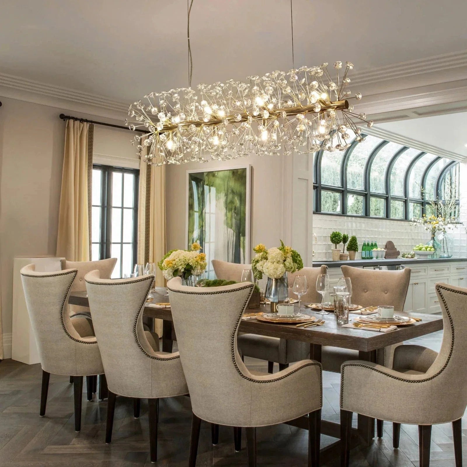 Golden Radiance Burst Dining Chandelier