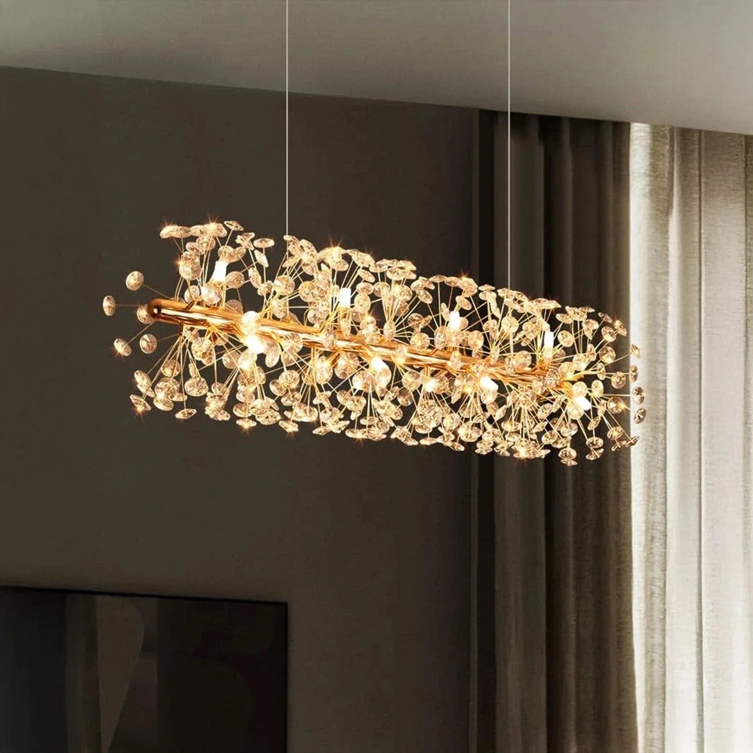 Golden Radiance Burst Dining Chandelier