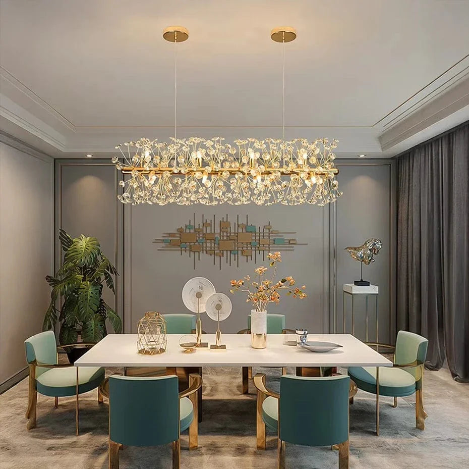 Golden Radiance Burst Dining Chandelier