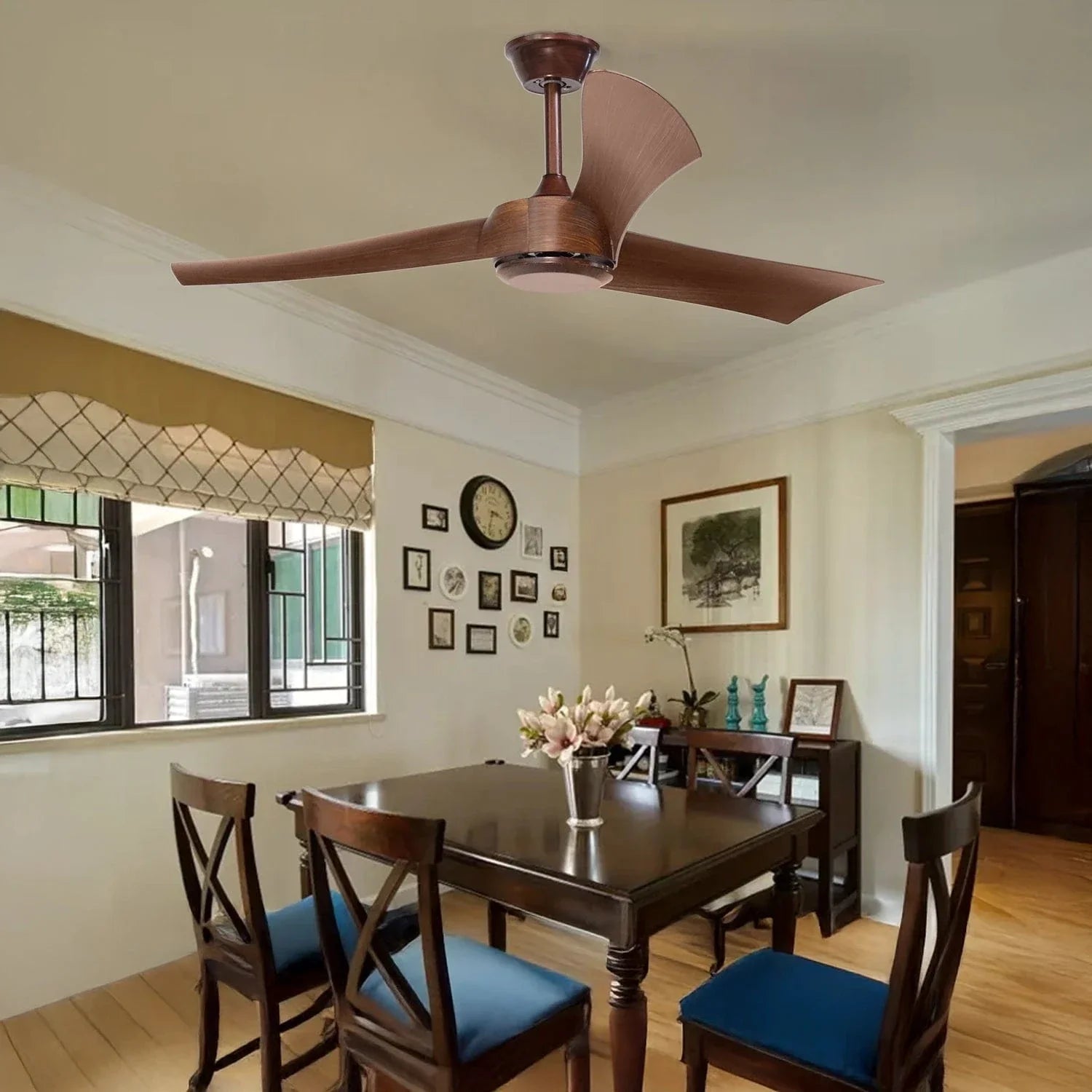 Cedar Breeze Ceiling Fan with Remote Control (Metal Body with Teak Finish)