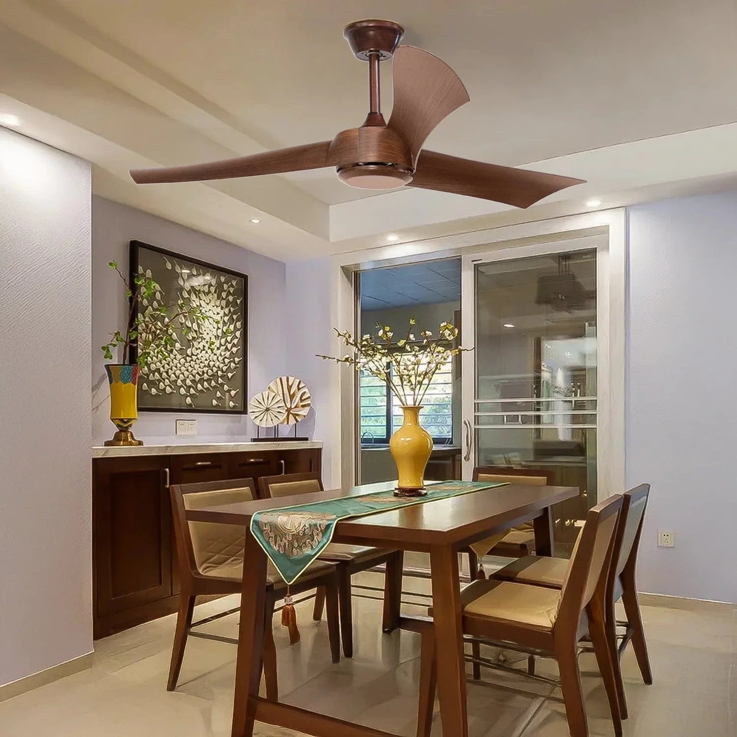 Cedar Breeze Ceiling Fan with Remote Control (Metal Body with Teak Finish)