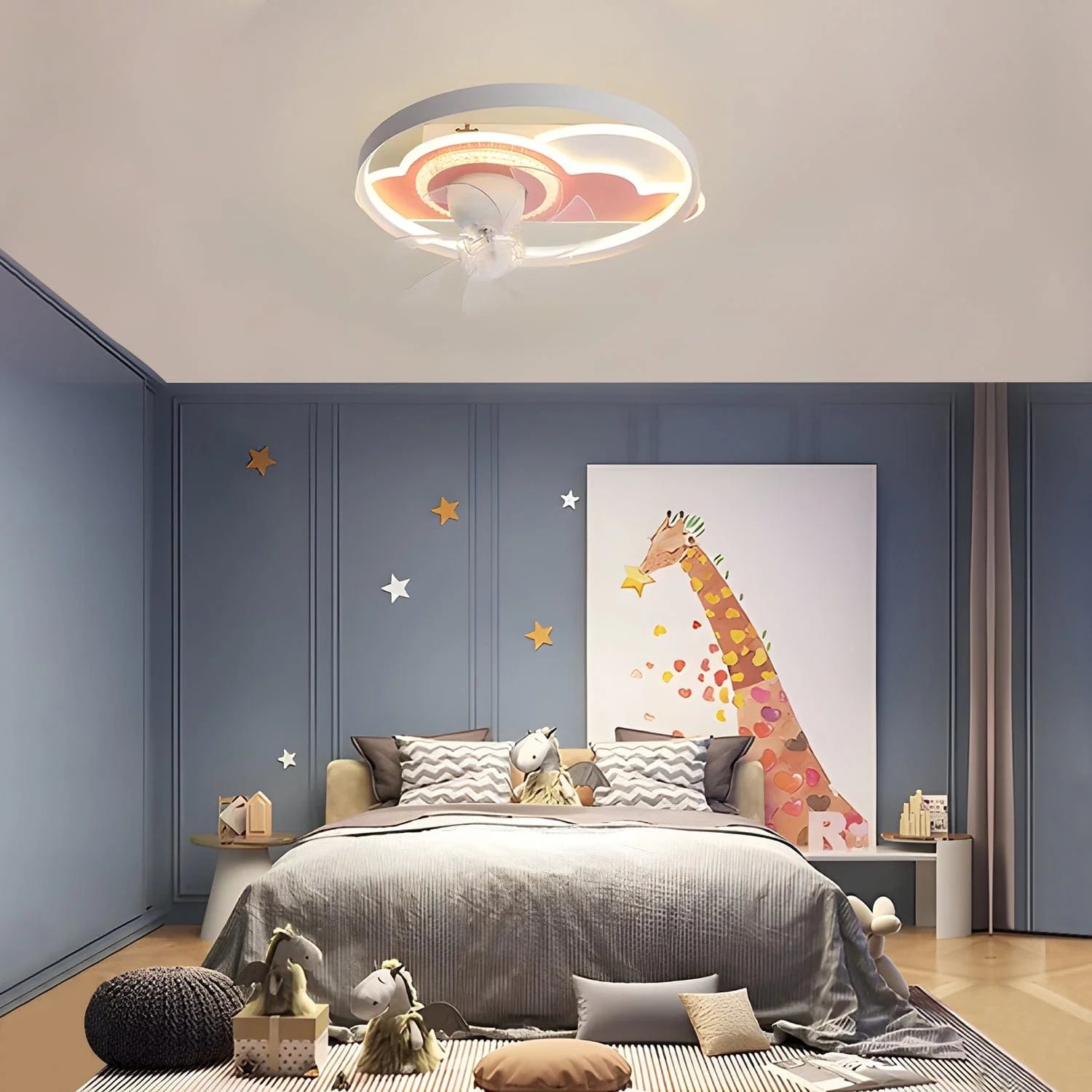 Cloud Kid's Room Chandelier Ceiling Fan with Remote Control