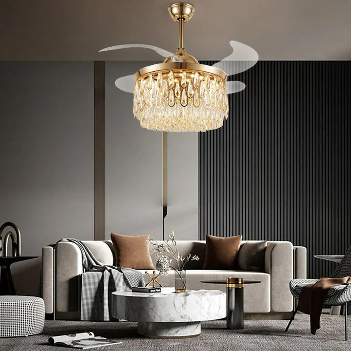 Elegance Zing Crystal Chandelier Ceiling Fan with Remote Control
