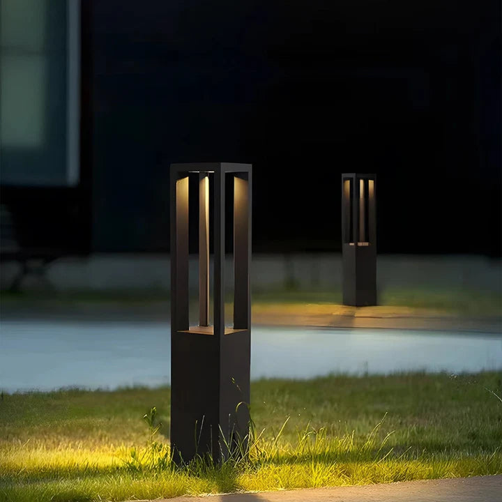 Quad Glare Modern Outdoor Bollard Light - For Garden, Pathways & Landscape Lighting