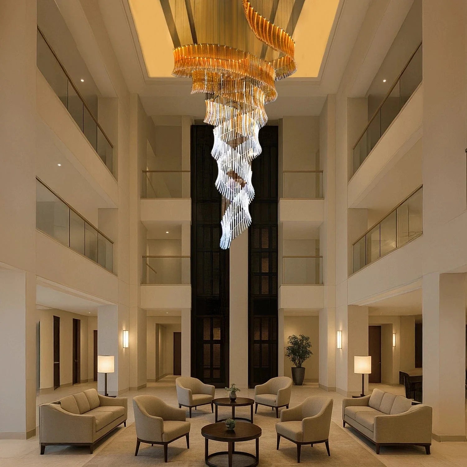 Twilight Spiral Atrium Duplex Chandelier