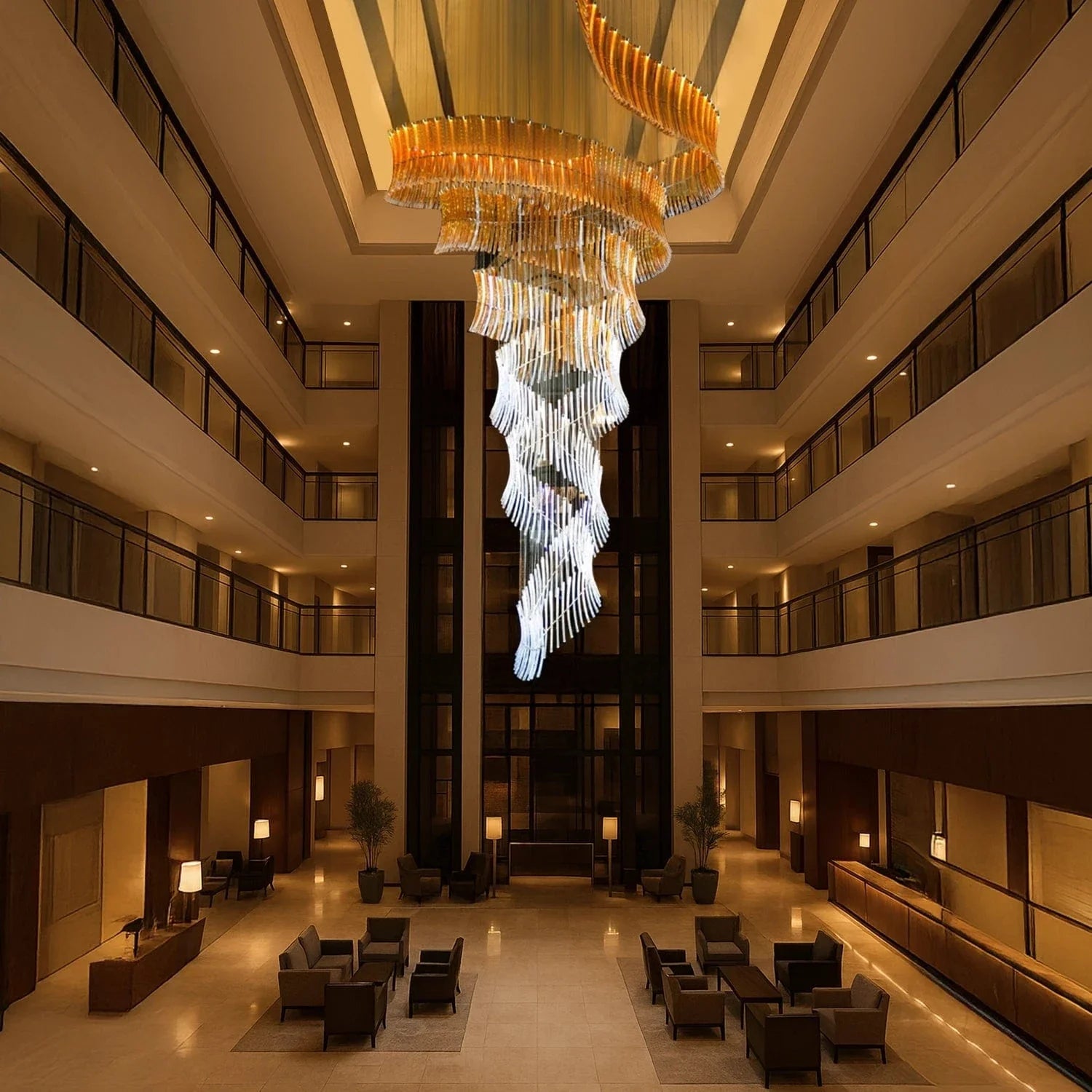 Twilight Spiral Atrium Duplex Chandelier