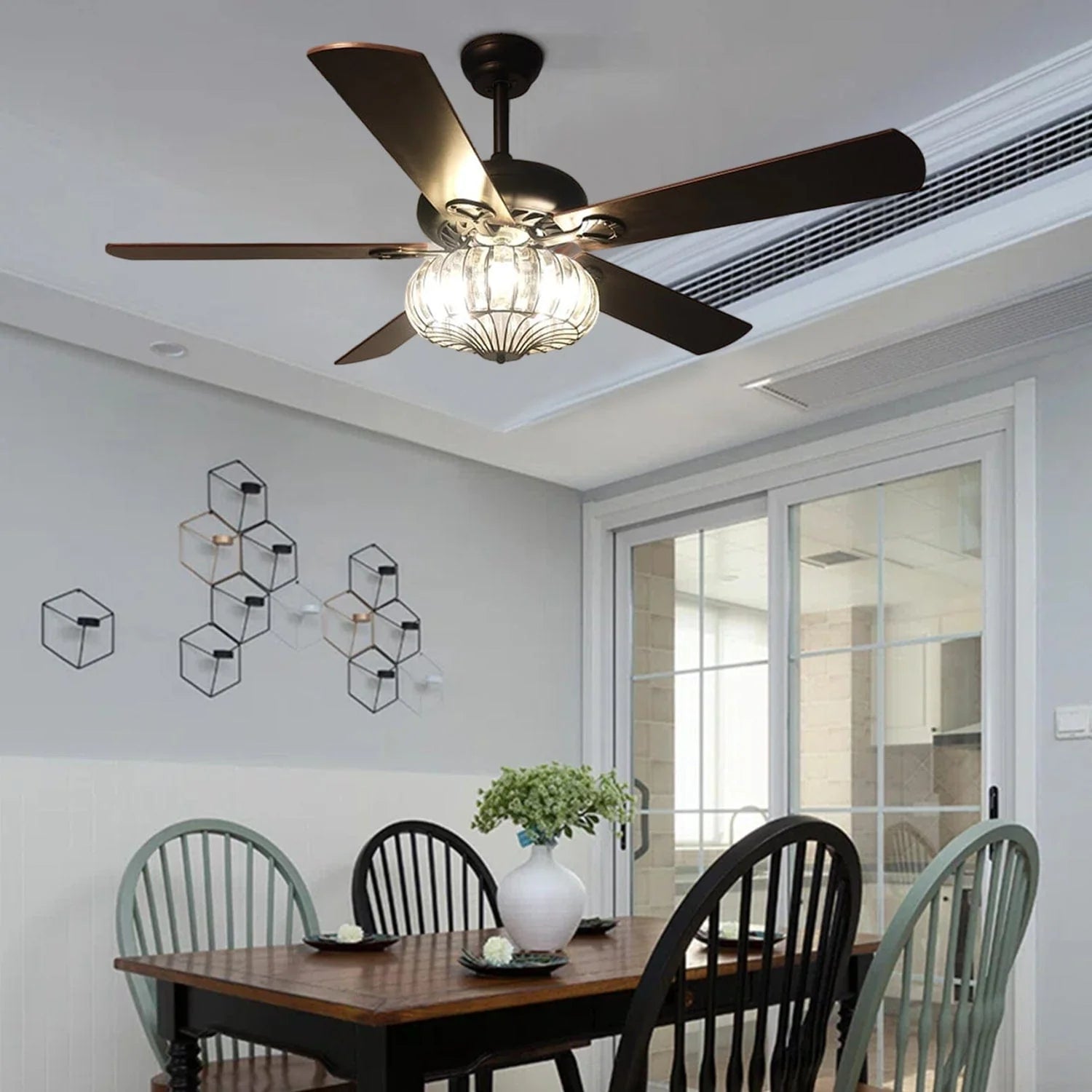 Woodland Crystal Chandelier Ceiling Fan with Remote Control