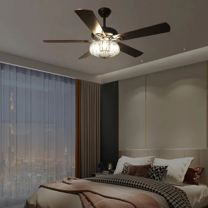 Woodland Crystal Chandelier Ceiling Fan with Remote Control