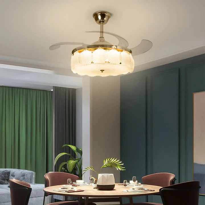 ShellLeaf Crystal Chandelier Ceiling Fan