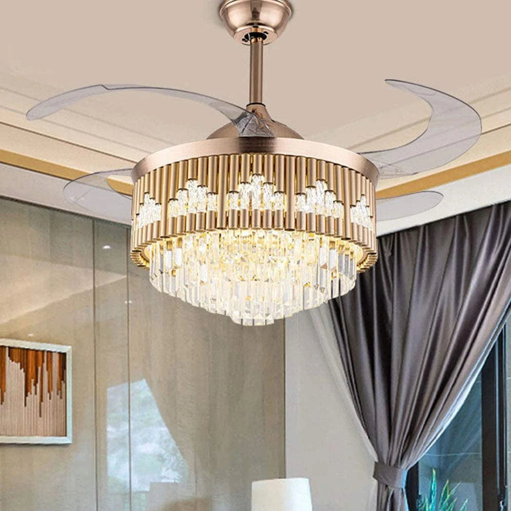 Luxuriosa Crystal Chandelier Ceiling Fan with Remote