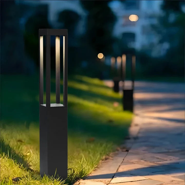 Quad Glare Modern Outdoor Bollard Light - For Garden, Pathways & Landscape Lighting