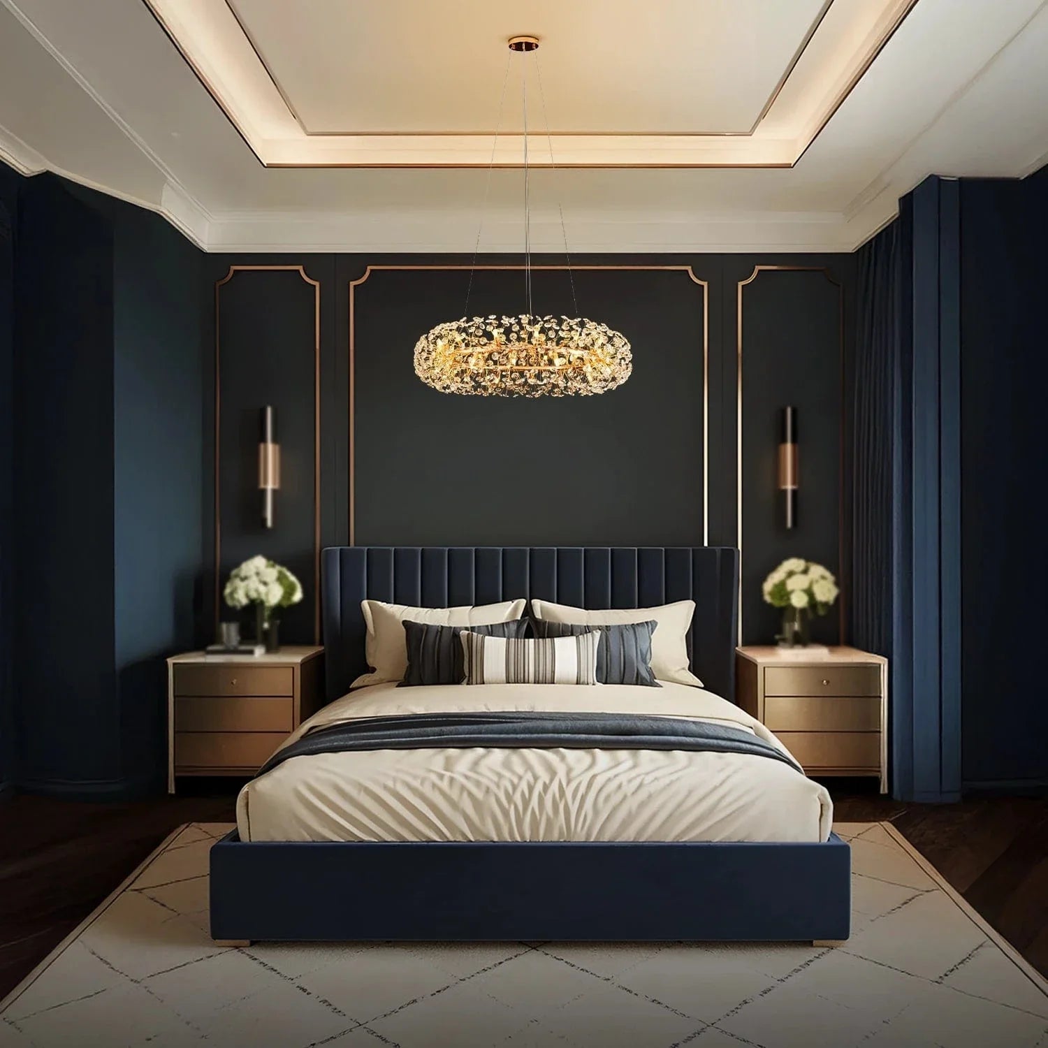 Golden Radiance Burst Round Chandelier